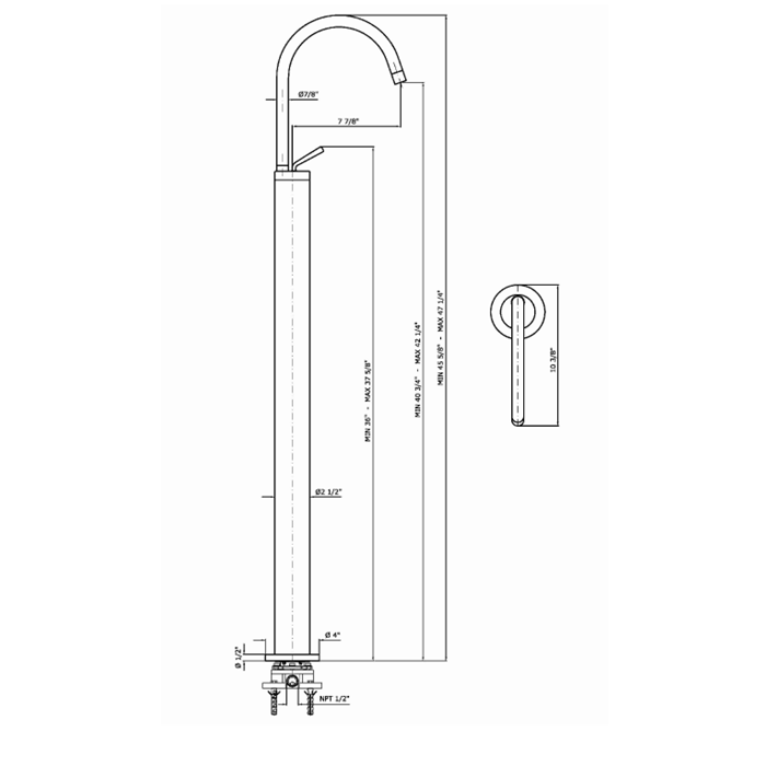 Zucchetti IsyStick Смеситель для раковины свободностоящий, однорычажный, цвет: хром ZP1630