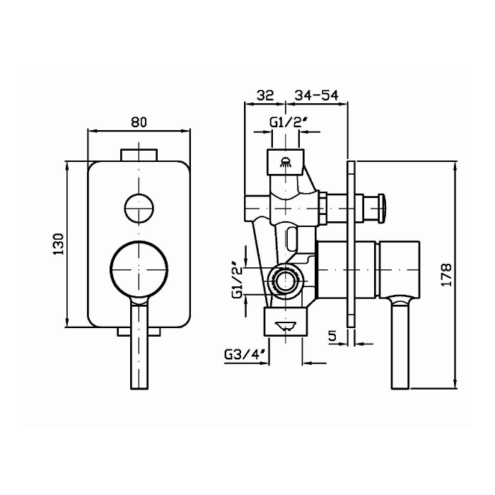 Zucchetti Pan Смеситель для ванны и душа встроенный, однорычажный, цвет: хром ZP6121