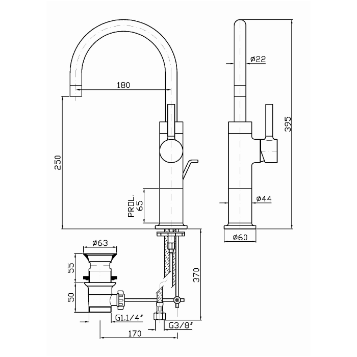 Zucchetti Pan Смеситель для раковины однорычажный, удлиненный, цвет: хром ZP6585