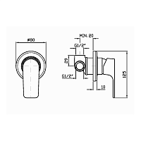 Zucchetti Wind Смеситель для душа встроенный, однорычажный, цвет: хром ZWN129