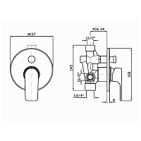 Zucchetti Wind Смеситель для ванны и душа встроенный, однорычажный, цвет: хром ZWN134