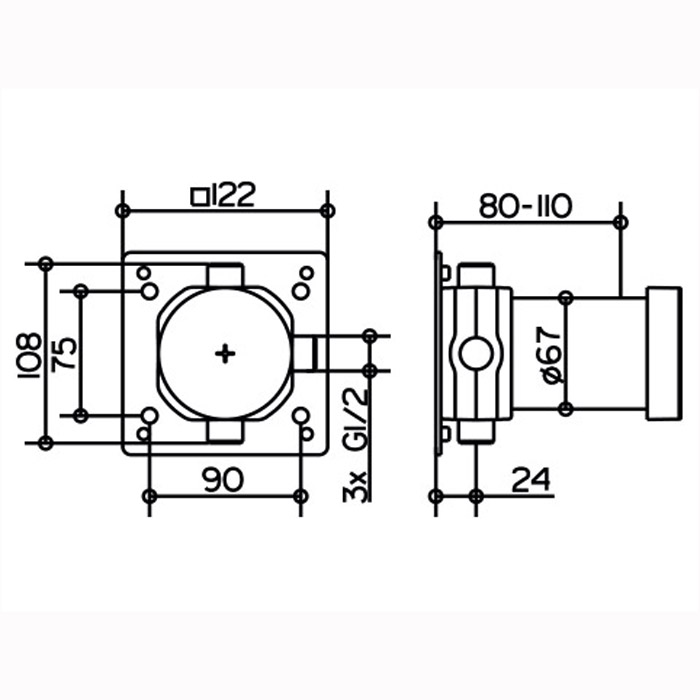 Keuco Ixmo Встраиваемая часть для переключателя на 2 потребителя 59556 000070