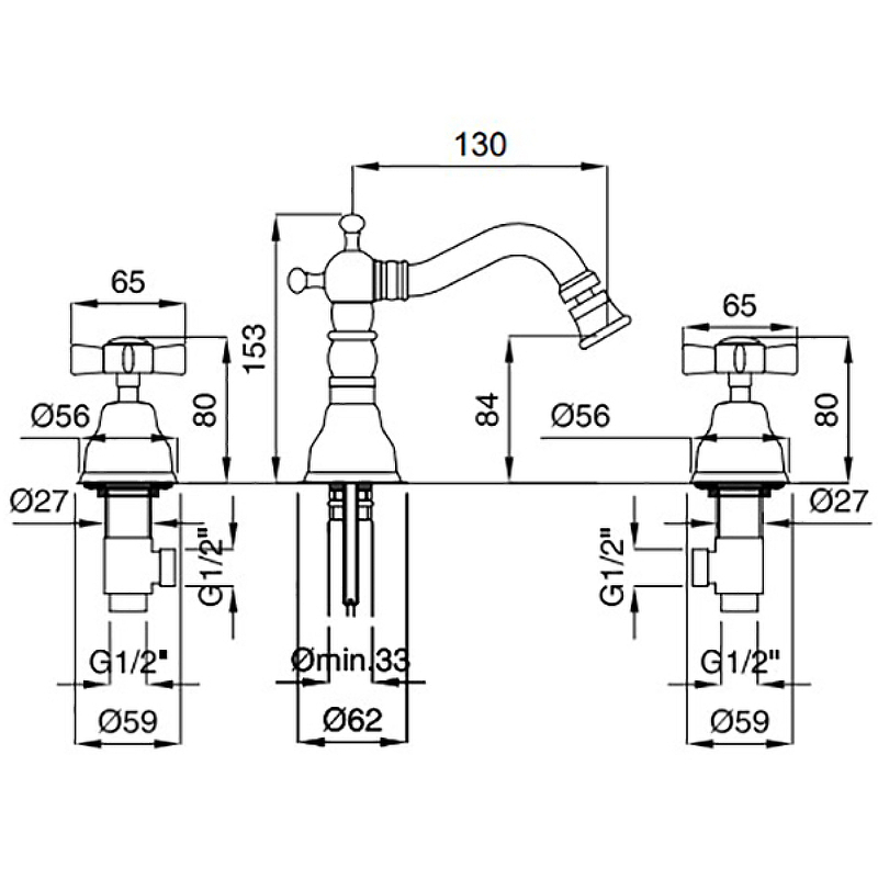 Смеситель Migliore Princeton для биде 19364