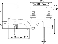 Смеситель Treemme Cut  для ванны с душем 3300.BC.OLD