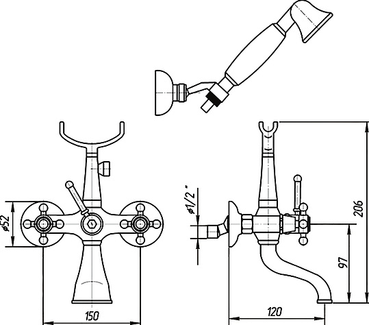 Смеситель Migliore Lady для ванны с душем 18835