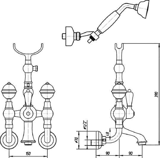 Смеситель Migliore Cristalia Swarovski для ванны с душем 18585