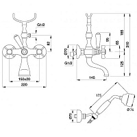 Смеситель Migliore Princeton для ванны с душем 19366