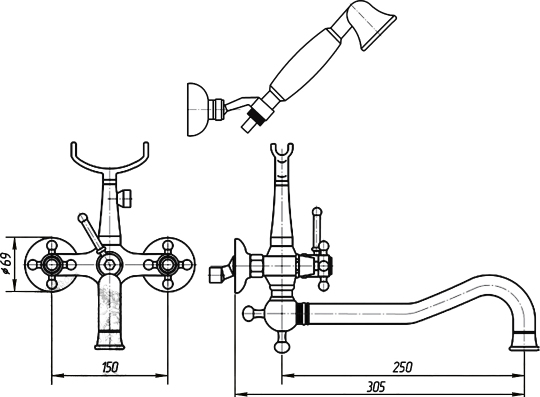 Смеситель Migliore Lady для ванны с душем 18834