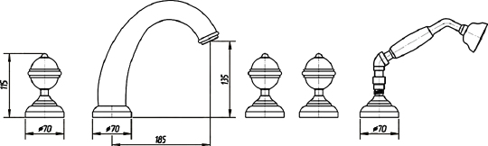 Смеситель Migliore Cristalia Swarovski на борт ванны 18586