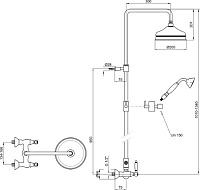 Webert Dorian Душевая стойка с верхним душем 40х20х134h см, цвет: бронза DO760405065
