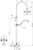 Webert Dorian Душевая стойка с верхним душем 43х20х115,5h см, цвет: хром DO721208015