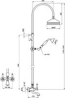 Webert Dorian Душевая стойка с верхним душем 43х20х115,5h см, цвет: золото DO721208010