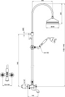 Webert Ottocento Душевая стойка 50,5х22хh154 см, цвет: хром OT721208015