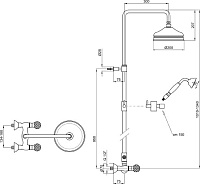 Webert Karenina Душевая стойка с верхним душем 47,5х22х141h см, цвет: бронза KA760405065