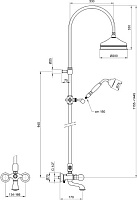 Webert Karenina Душевая стойка с верхним душем 50,5х22х154h см, цвет: золото KA721208010