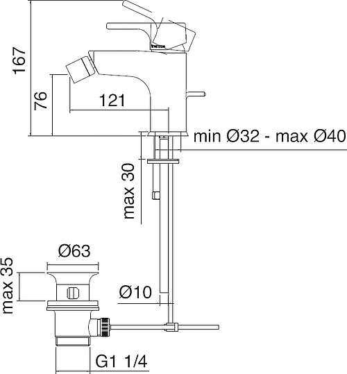 Treemme Cleo Смеситель для биде, цвет: белый/хром 6320.BC