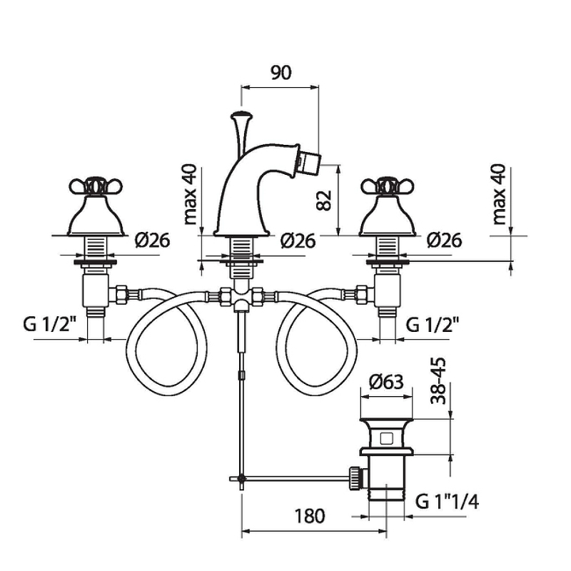 Webert Ottocento Смеситель для биде, цвет: бронза OT710202065