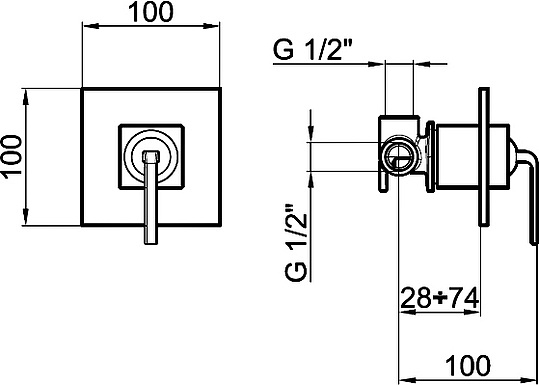Webert Wolo Смеситель для душа, цвет: черный матовый/хром WO880101564