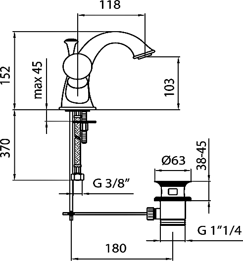 Webert Karenina Смеситель для раковины, цвет: бронза KA700102065