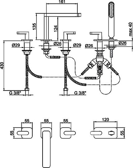 Webert Living Смеситель на борт ванны, цвет: хром LV730401015