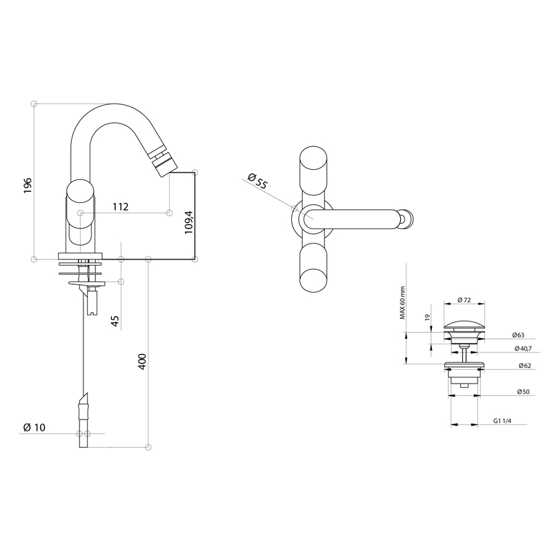 Bongio Aqua Смеситель для биде, цвет хром 40522CRCR0RBG