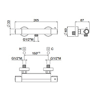 Carimali Rigoletto Термостатический смеситель для душа латунный на 1 выход, цвет: хром 21505-CR