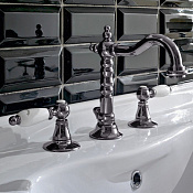 Sbordoni Livia Смеситель для раковины на 3 отв., h11 см, белые ручки, цвет черный никель LI142clBNN