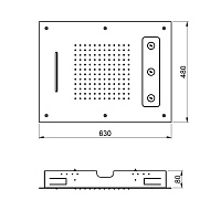 Almar Square Потолочный душ 63х48 см встраиваемый, 3 режима, цвет: mirror stainless steel E044189.MS