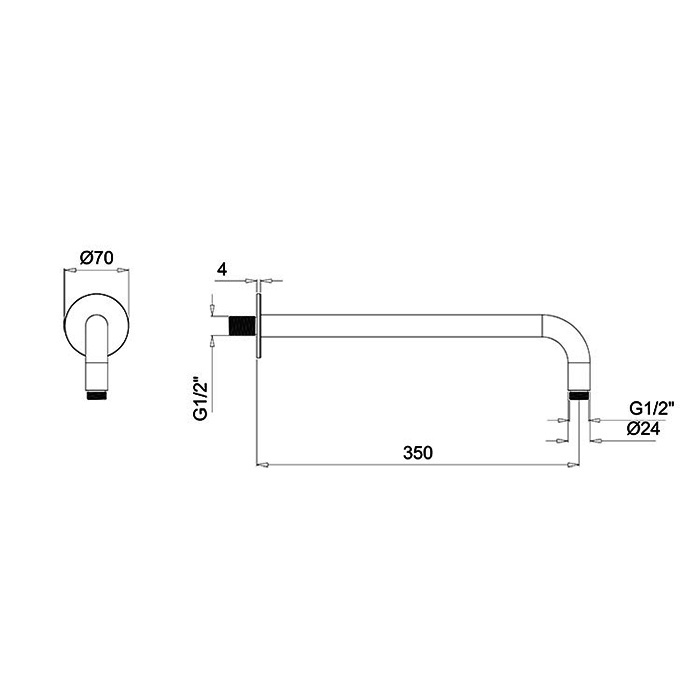 Almar Round Кронштейн для верхнего душа настенный 35 см, цвет: chrome E021113.CR