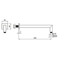 Almar Square Кронштейн для верхнего душа настенный 34 см, цвет: chrome E021003.CR