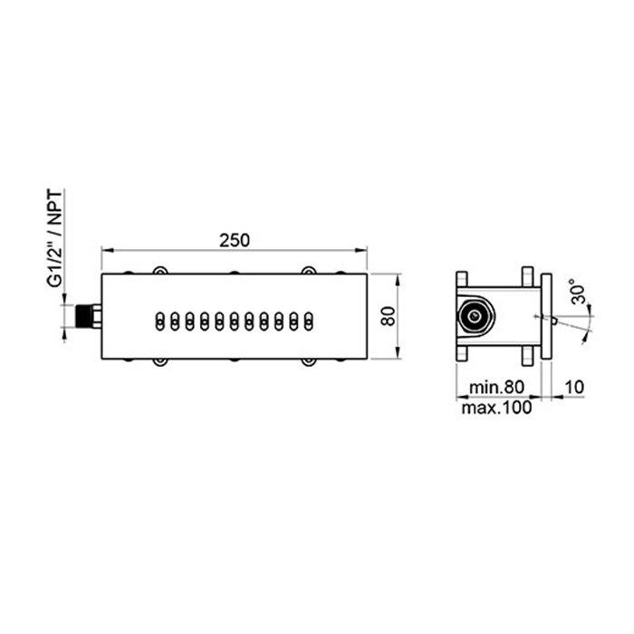 Almar Wave Излив настенный для ванны - встраиваемый, цвет: mirror stainless steel E044245.MS