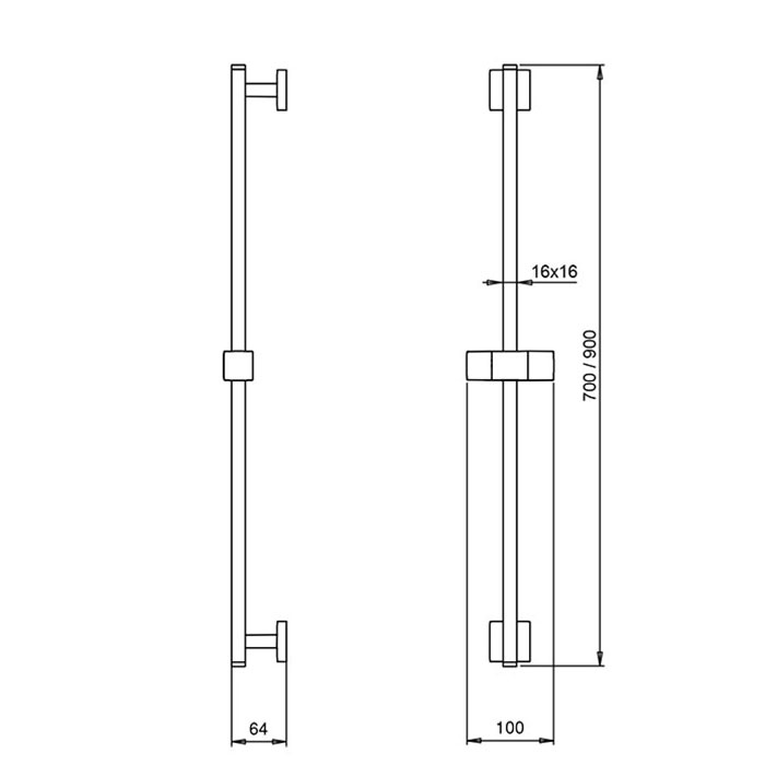 Almar Cube Душевая штанга 90 см с держателем для лейки, цвет: chrome E087005.CR