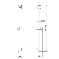 Almar Cube Душевая штанга 90 см с держателем для лейки, цвет: chrome E087005.CR