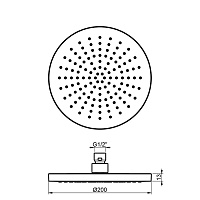 Almar Round 200 Верхний душ без кронштейна d20 см, 1 режим, цвет: chrome E044119.CR