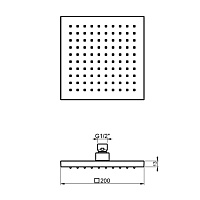 Almar Square 200 Верхний душ без кронштейна 20х20 см, 1 режим, цвет: chrome E044120.CR