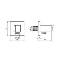 Almar Square Шланговое подключение для лейки с держателем, цвет: chrome E095010.CR