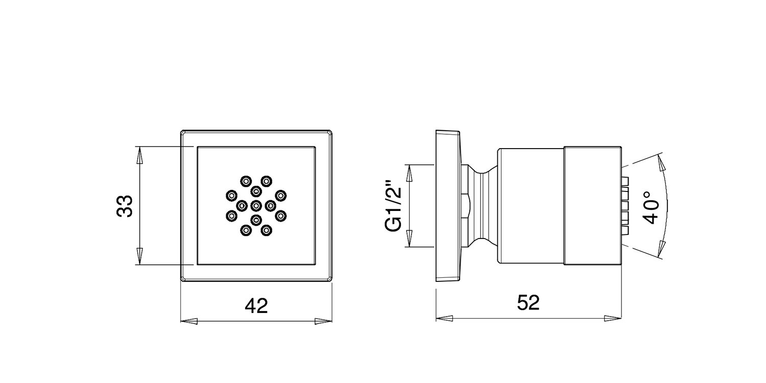 Almar Body Jets Душевая форсунка настенная 4,2х4,2h см, цвет: chrome E044029.CR