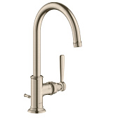 Axor Montreux Смеситель для раковины высокий на 1 отверстие с донным клап., цвет: шлифованный никель 16517820