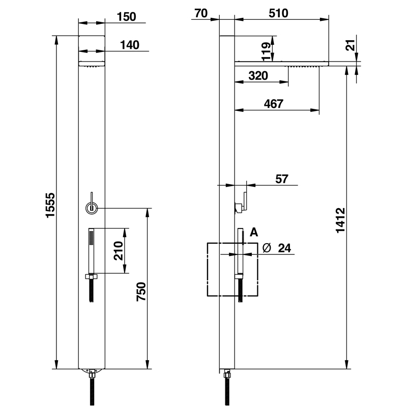 Bongio Myamix Душевая колонна, цвет: черный матовый 46132NE01