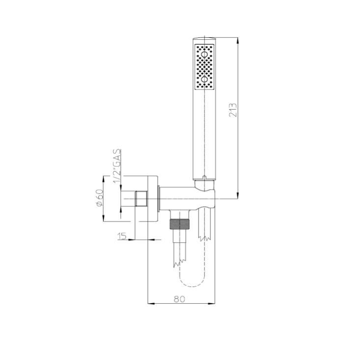 Bossini Zen Душевой гарнитур: душевая лейка 1 вид струи, держатель, шланг, цвет: chrome C12002.030