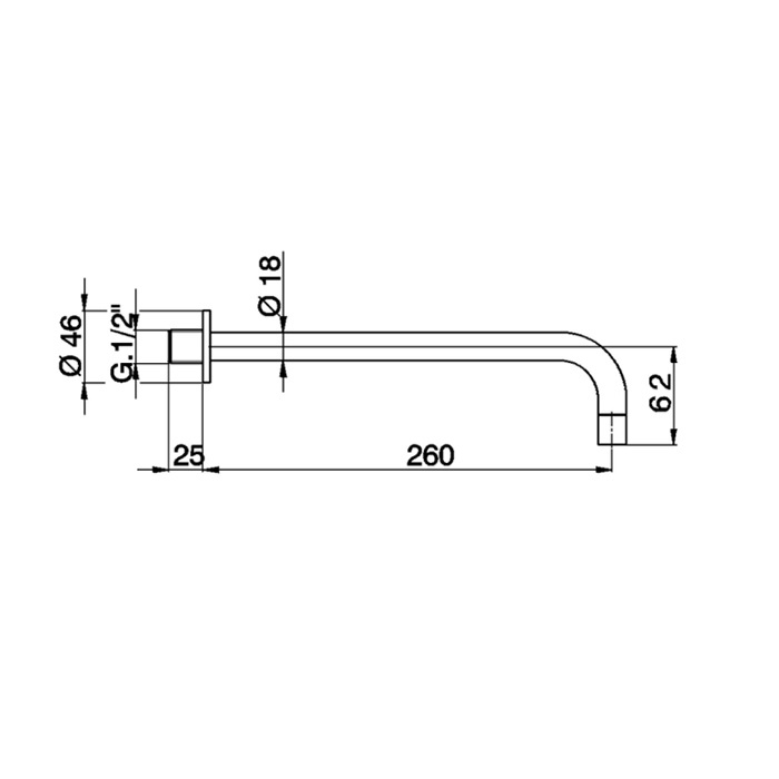 Cisal Излив настенный для ванны 26 см, цвет: night black ZA00225140