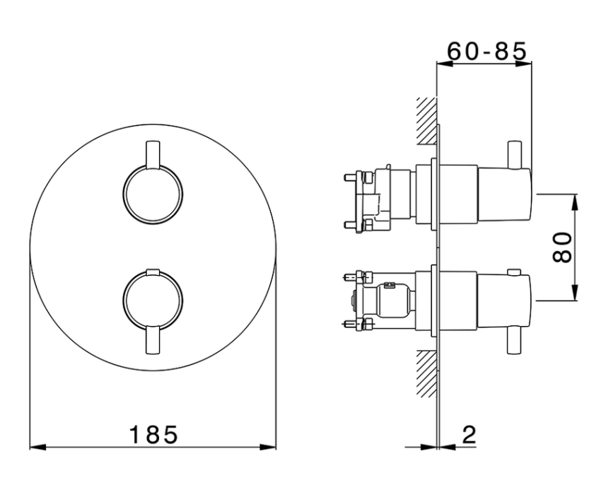 Cisal Less Minimal Смеситель термостатический для душа встраиваемый на 1-3 потребителя, цвет: chrome LM0BT03021