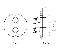 Cisal Less New Смеситель термостатический для душа встраиваемый на 1-3 потребителя, цвет: chrome LN0BT03021