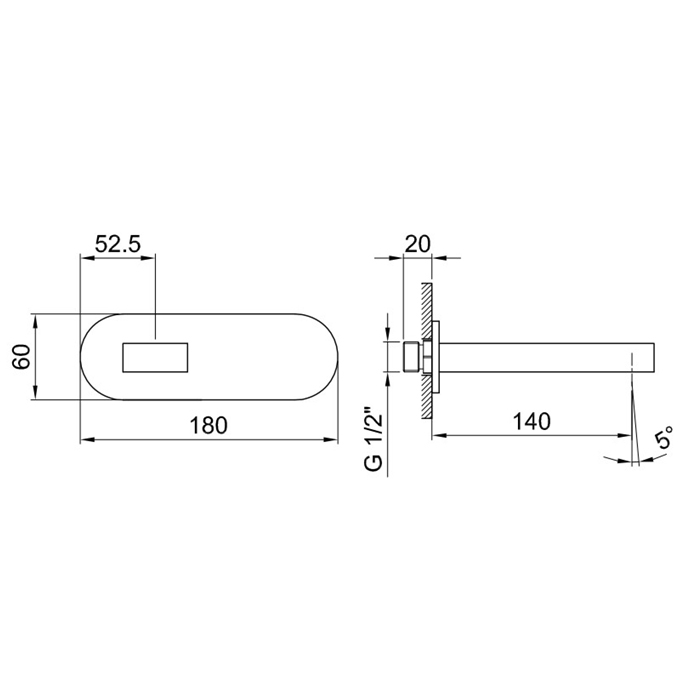 Fantini Mare Излив для ванны, настенный, цвет: хром 51 02 1041