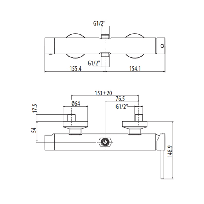 Gattoni Circle Two Смеситель для душа термостатический, цвет хром 9128/91C0cr