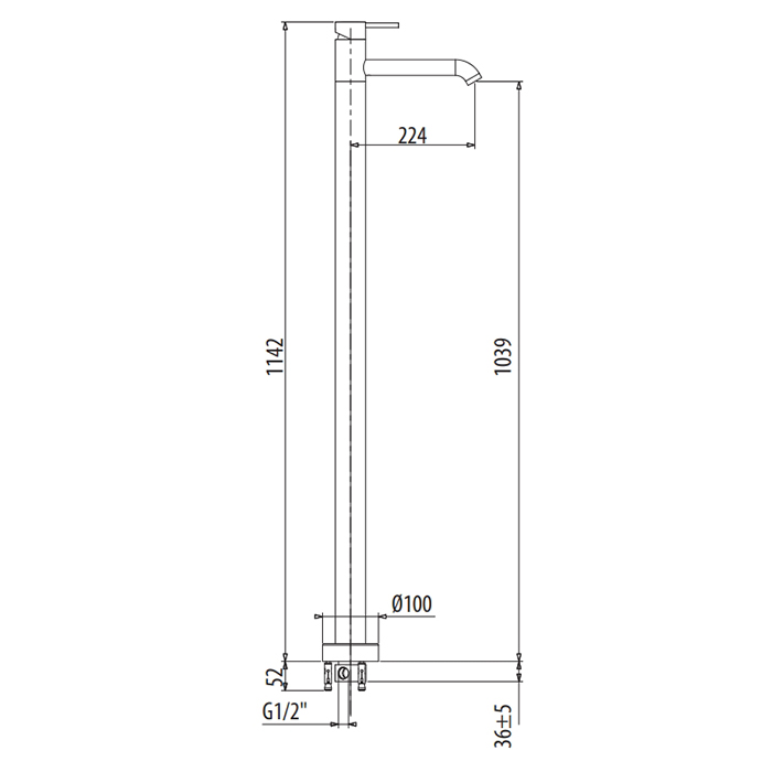 Gattoni Circle Two Смеситель напольный для раковины, цвет хром 9109/90C0