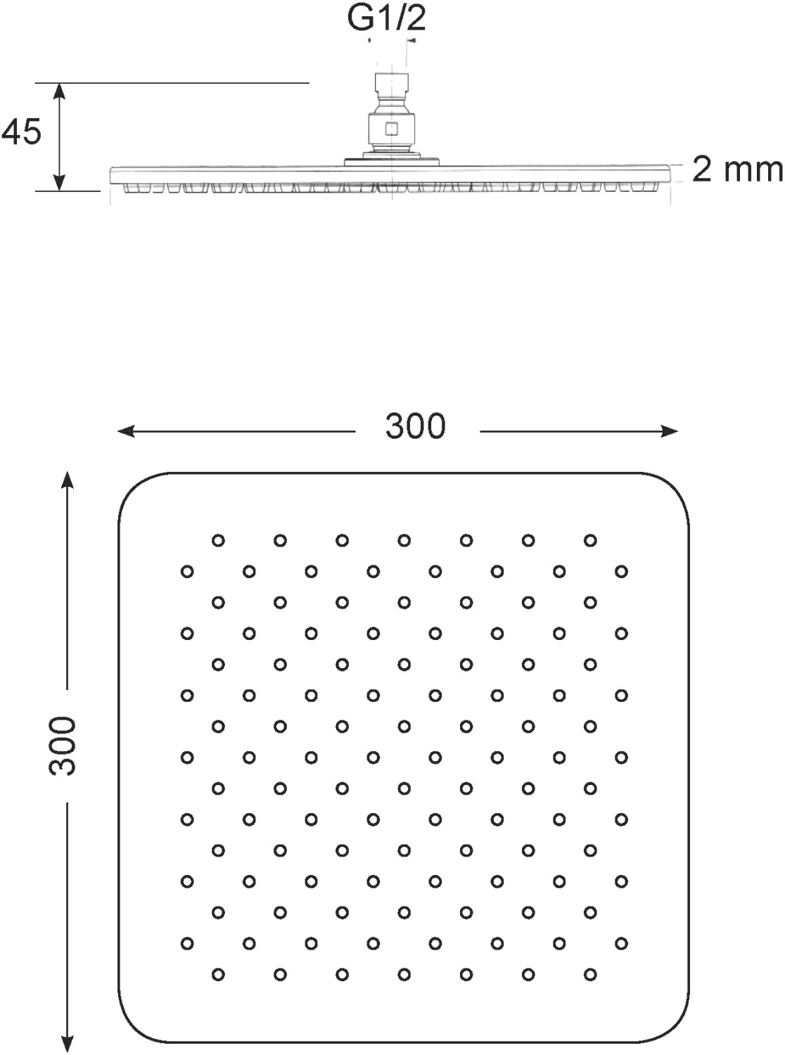 Migliore Rimini Верхний душ, 30х30хh4,5 см, цвет: хром 29663