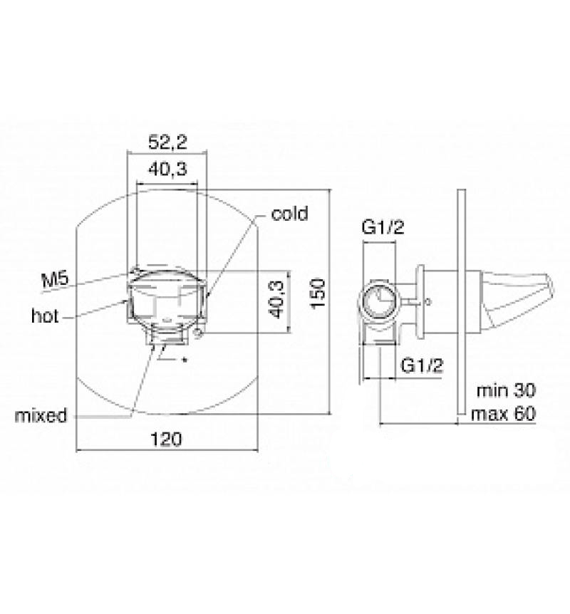 Treemme Hedo Смеситель для душа, встроенный, цвет: хром 0908CC