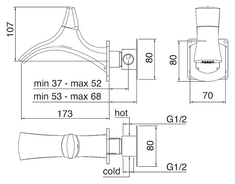 Treemme Hedo Смеситель для раковины встроенный, цвет: хром 0951CC