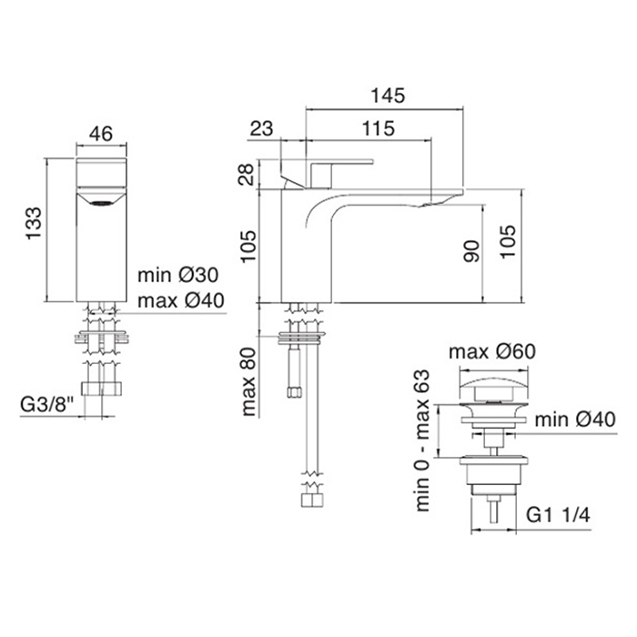 Treemme Ran Смеситель для раковины H90, цвет: хром 2210CC